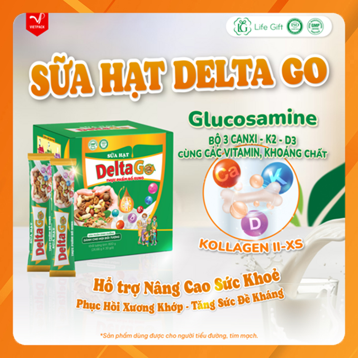 Thực Phẩm Bổ Sung Sữa Hạt DeltaGo hộp 800g (30 gói x 26,66g)