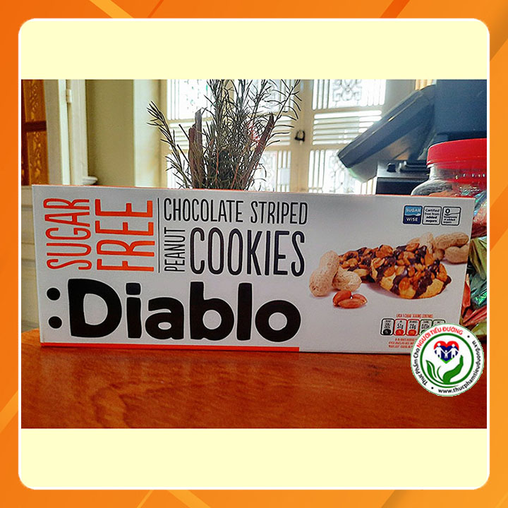 Bánh cookies mềm không đường đậu phộng và sốt sôcôla Diablo hộp 150g