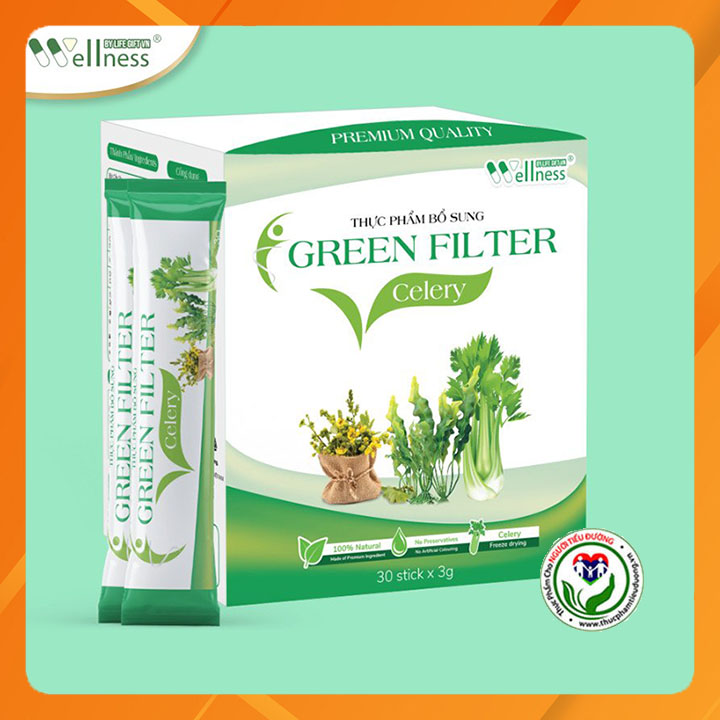 Thực phẩm bổ sung Green Filter Celery - Bột cần tây sấy lạnh bổ sung chất xơ hộp 30 gói