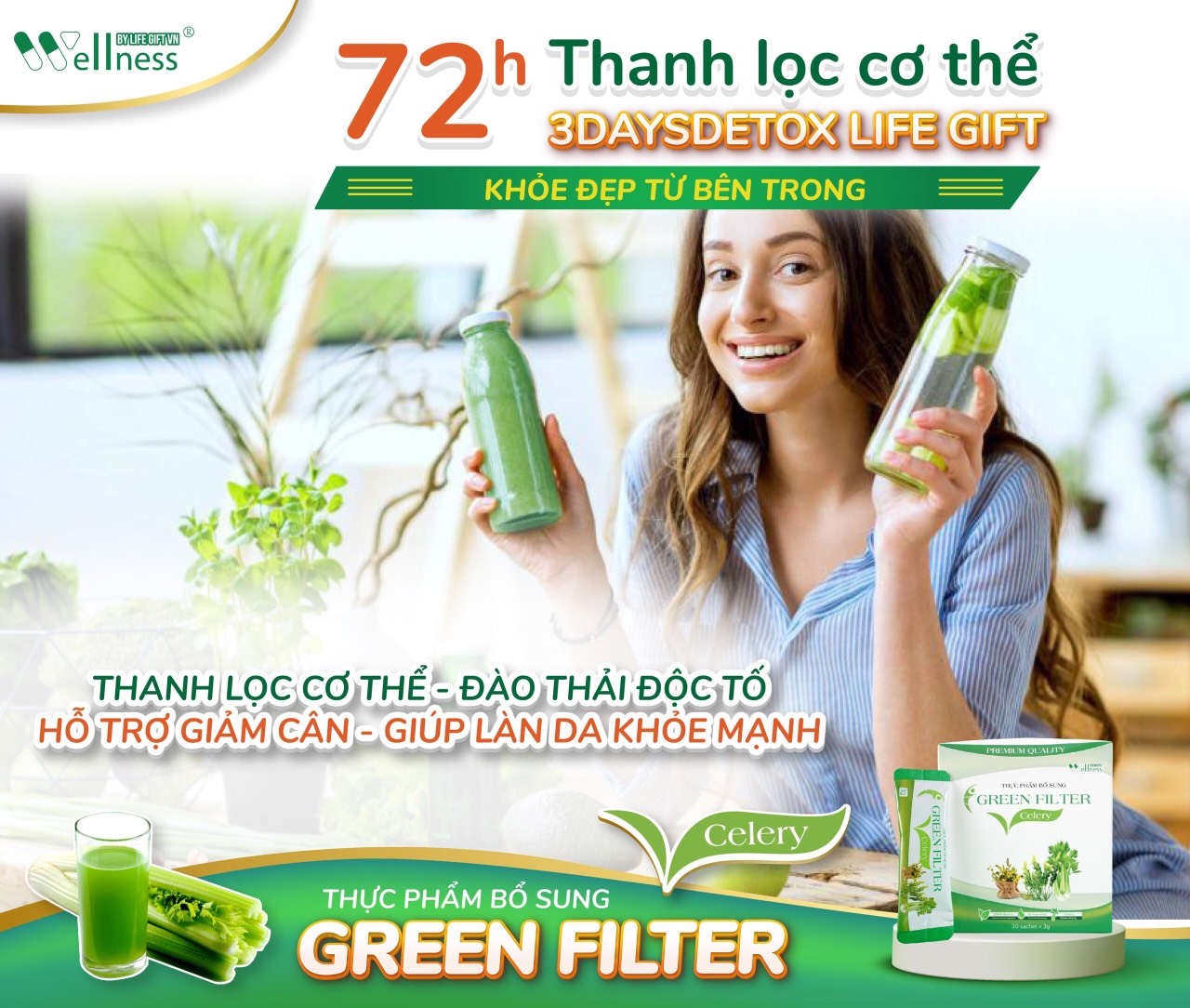 Thực Phẩm Bổ Sung Bột Cần Tây Sấy Lạnh Diệp Lục Green Filter Celery
