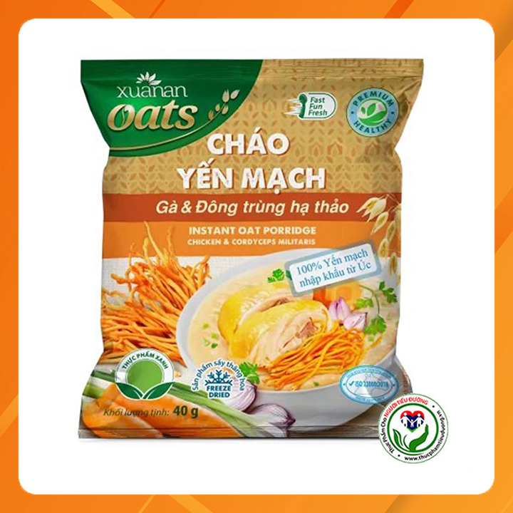 Cháo yến mạch thịt gà và đông trùng hạ thảo gói 40g