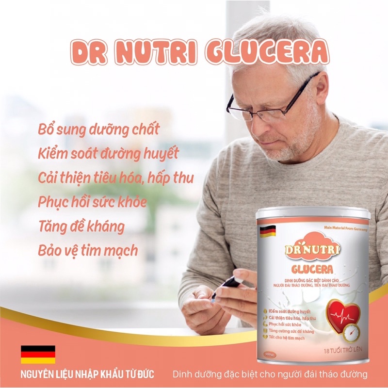 Sữa bột cho người tiểu đường Dr Nutri Glucera 900g